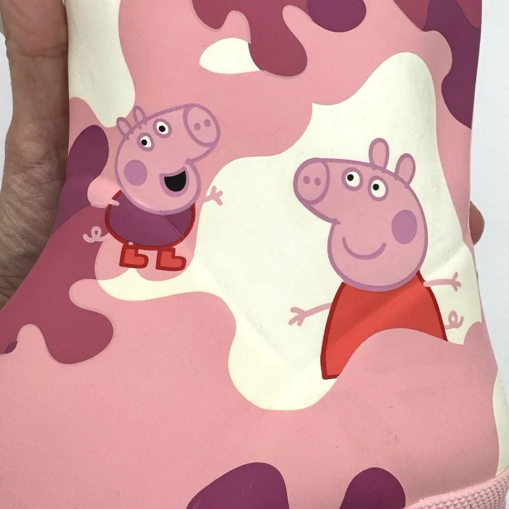 Hunter x Peppa Pig Girls Rain Boots Pink Camo Size 13/1 EU 31 VGUC